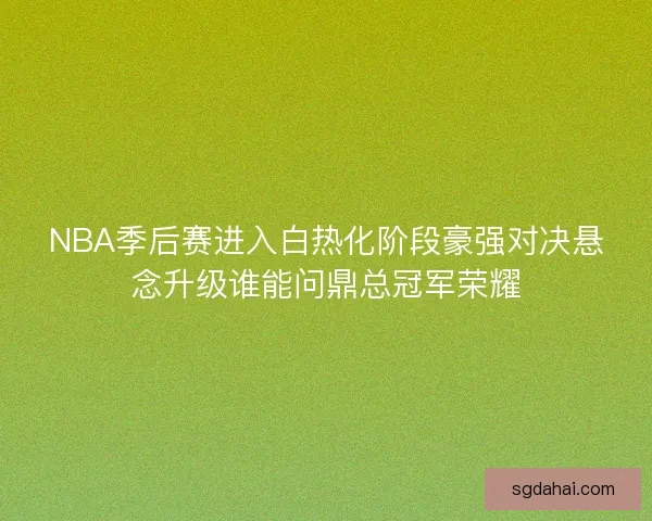 NBA季后赛进入白热化阶段豪强对决悬念升级谁能问鼎总冠军荣耀
